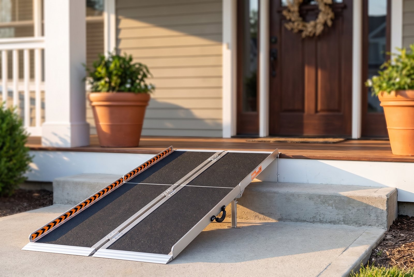 FACHNUO 8-foot portable aluminum wheelchair ramp set over front porch steps